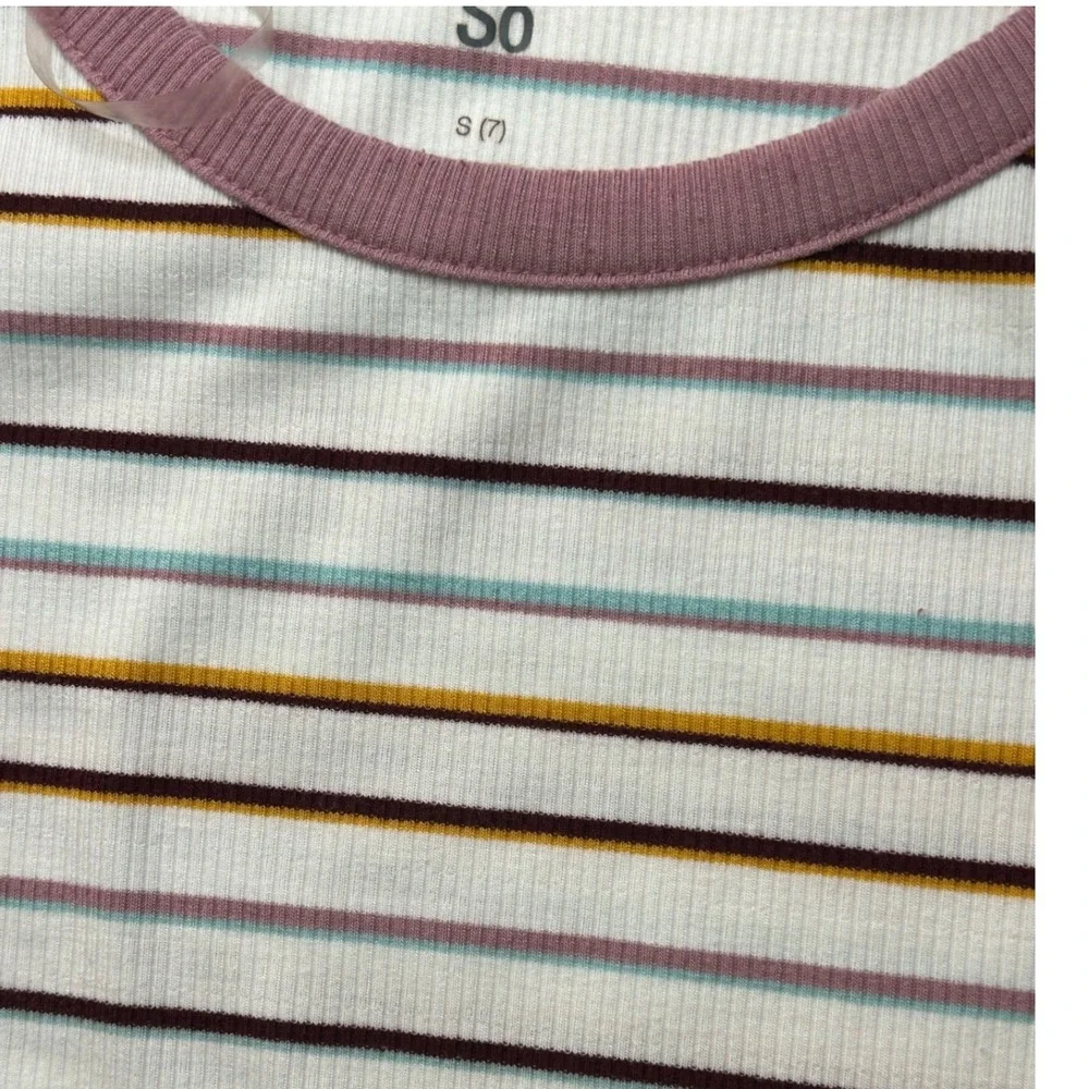 SO Girls Striped Long Sleeve Ribbed Knit Dress Purple Pink Yellow Blue Size S (7